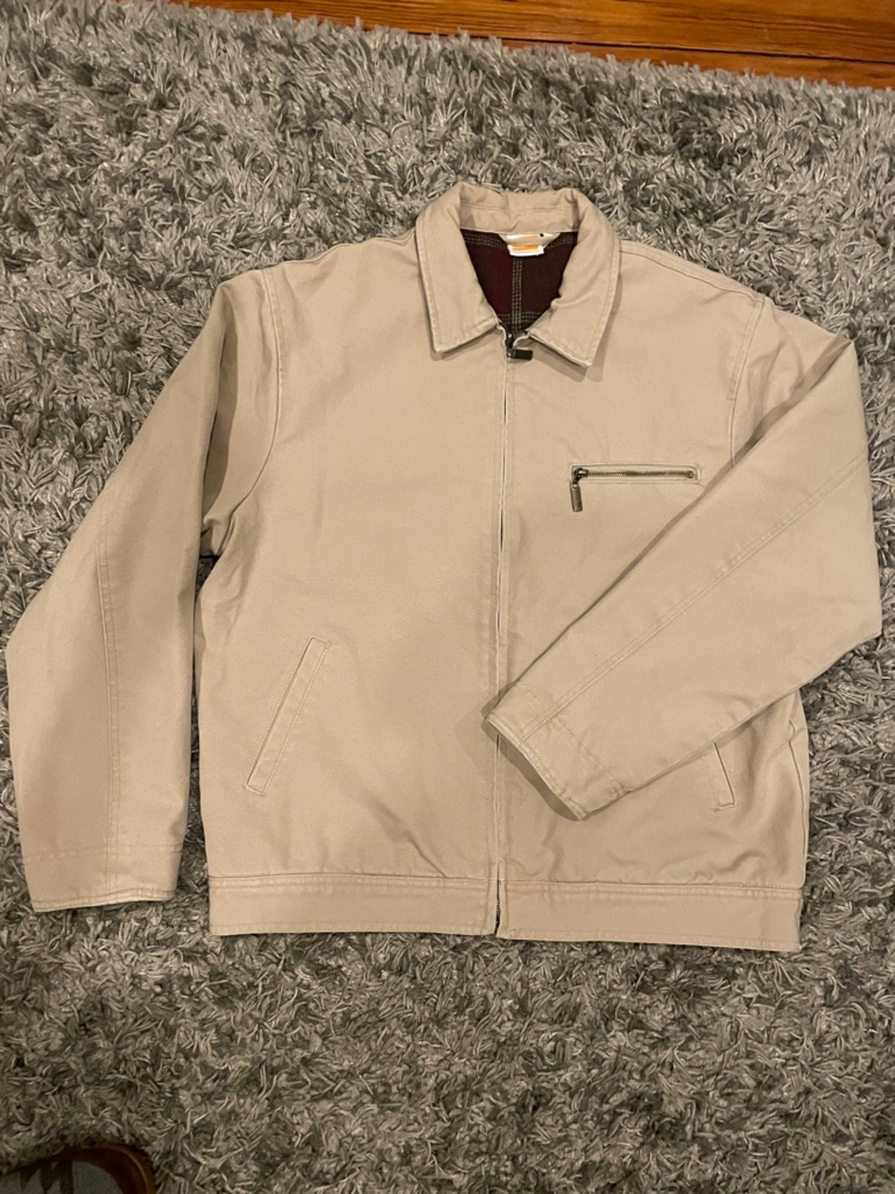 Men's Light Tan Zip-Up Shirt Jacket